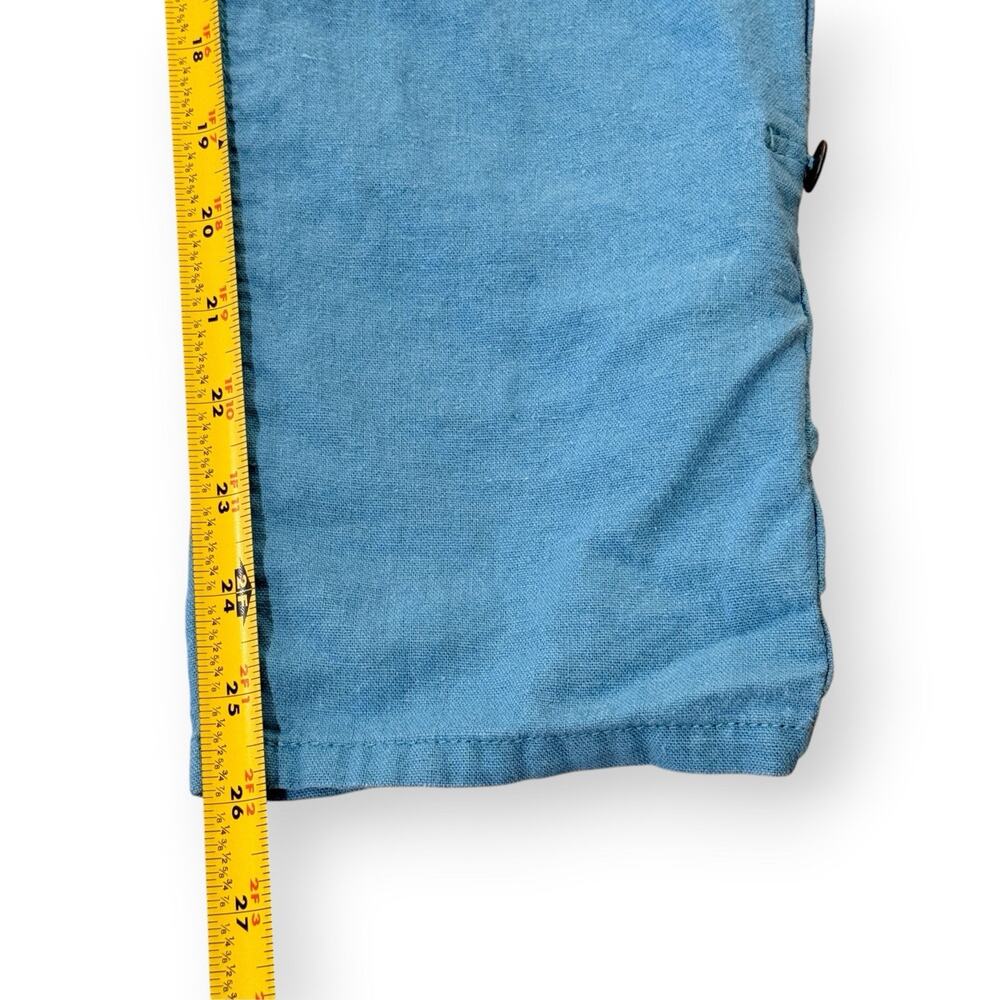 Roxy On The Seashore Pants XS Blue Linen Blend Drawstring Elastic Waist Roll Tab - Picture 10 of 10